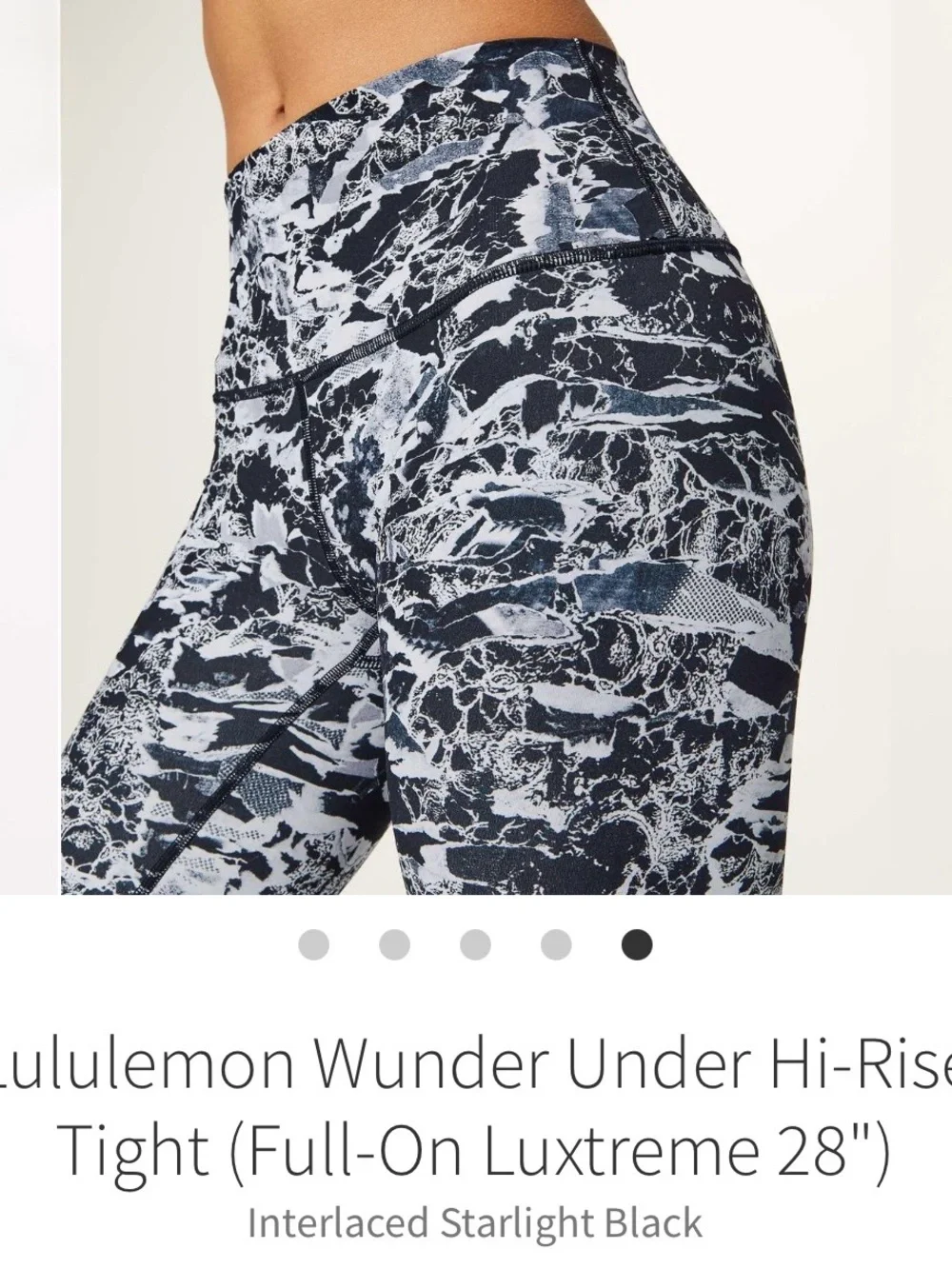 Lululemon Wunder Under Hi-Rise Tight Sz 4 Interlaced Starlight Black White Gray